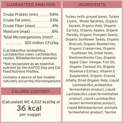 Primal Freeze Dried Raw Dog Food Nuggets, Turkey &amp; Sardine Complete &amp; Balanced Meal, Also Use as Topper or Treat, Premium, Healthy, Grain Free, High Protein Raw Dog Food, 14 oz