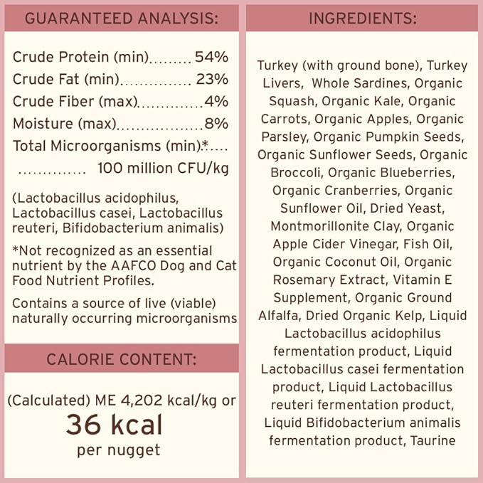 Primal Freeze Dried Raw Dog Food Nuggets, Turkey &amp; Sardine, Complete &amp; Balanced Meal, Also Use as Topper or Treat, Premium, Healthy, Grain Free, High Protein Raw Dog Food, 14 oz (Pack of 4)