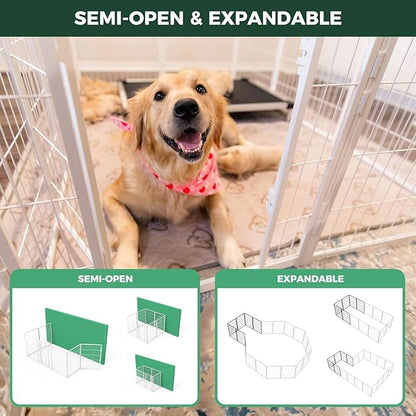 FXW Homeplus Unleashed Indoor Dog Playpen - Stress-Free and Safe Play, Heavy Duty 40 Inch 6 Wire Panels Dog Pen for Medium and Large Dogs, White│Patented