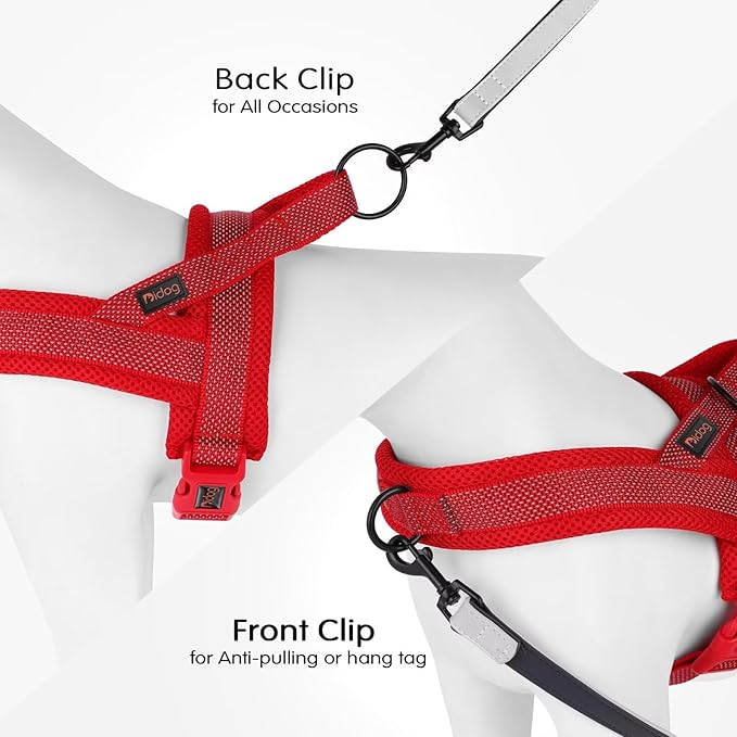 Didog No Pull Dog Harness with Breathable Mesh Padded, Full Reflective &amp; Quick Fit Adjustable Vest Harness, Easy for Training Walking for Small &amp; Medium and Large Dogs (Red, M:Chest 21-26")