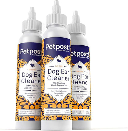 Petpost | Dog Ear Cleaner - Natural Coconut Oil Solution - Best Remedy for Odor - Dog Ear Problems - Chemical &amp; Irritant Free 8 oz.