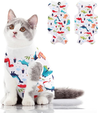 SUNFURA Cat Recovery Suit, Kitten Surgical Full Bodysuit for Abdominal Wound Protector Anti Licking After Surgery, Professional Bandages Cone E-Collar Alternative for Small Male &amp; Female Pets