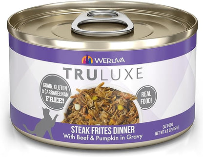 Weruva TruLuxe Cat Food, Steak Frites Dinner with Beef &amp; Pumpkin in Gravy, 3oz Can (Pack of 24)
