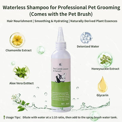 Cat Steam Brush for Shedding,4 in 1 Grooming Brush for Cats and Dogs,Deshedding,Massage,Cleaning &amp; Anti-Static All In One,Suitable for Long &amp; Short Haired Pets,Includes Waterless Shampoo,Yelow