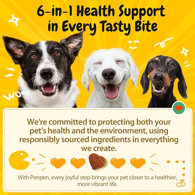 Penpen Probiotics for Dogs, Dogs Probiotics for Digestive Health, Multi-Probiotic and Enzyme Blend Promote Gut Health &amp; Immune Support, Eases Sensitive Stomachs (Beef Chews, 50ct)