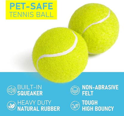 Prime Pets Tennis Balls for Dogs, 2.5 Inch Squeaky Dog Balls for Play &amp; Fetch, Squeaky Tennis Balls for Medium, Large Dogs, Dog Toy Balls