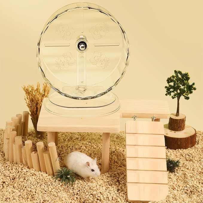 Silent Hamster Wheel – 7 Inch Syrian Hamster Running Wheel, Anti-Skid &amp; Height Adjustable, Easy to Clean (7.1inch)