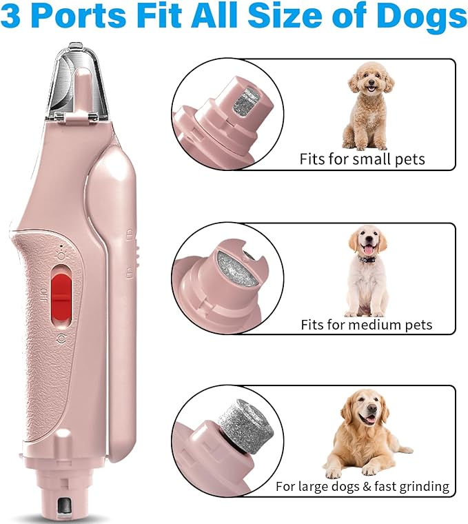 Dog Nail Clippers &amp; Cat Nail Clipper with Catcher, 2 in 1 Dog Nail Trimmers &amp; Grinder with Light for Large Small Dogs Cats,Silent Groom Pro Claw Trimmer, Rechargeable Dogs Nails Grinder Quiet