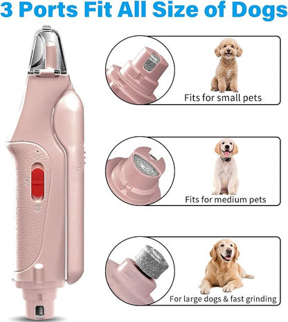 Dog Nail Clippers &amp; Cat Nail Clipper with Catcher, 2 in 1 Dog Nail Trimmers &amp; Grinder with Light for Large Small Dogs Cats,Silent Groom Pro Claw Trimmer, Rechargeable Dogs Nails Grinder Quiet