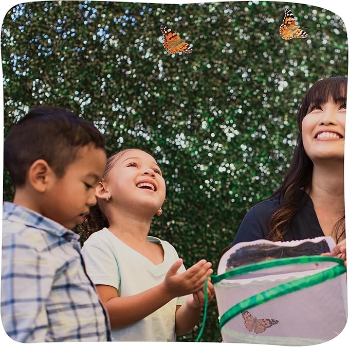 Insect Lore Butterfly Garden Kit with Live Caterpillars – Grow 10 Painted Lady Butterflies | STEM Learning Activity, Habitat with Journal, Stickers, Seeds &amp; Figurines | As Seen on TV