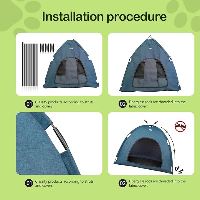 Navy Blue Large Outdoor Cat &amp; Dog Tent - Waterproof, Washable, Indoor/Outdoor, Cave Nest Bed