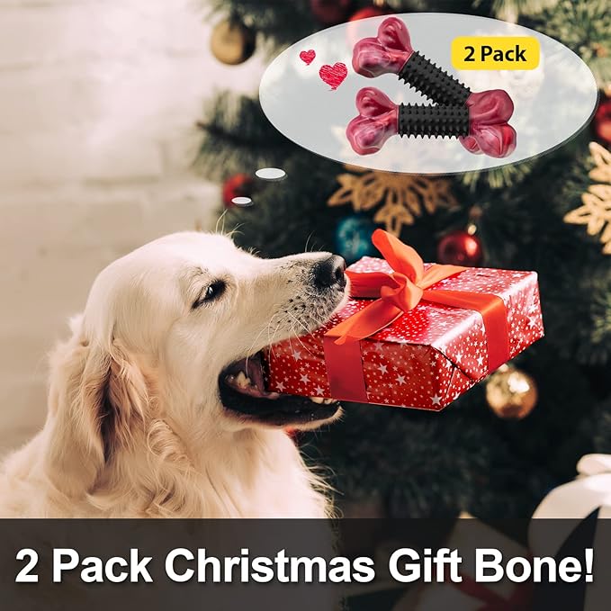 Apasiri Dog Toys for Aggressive Chewers with Bacon Flavor: 8" Indestructible Chew Bones for Large Breeds, Tough Nylon &amp; Rubber Dog Toys Keep Them Busy, Interactive Play - 2-Pack