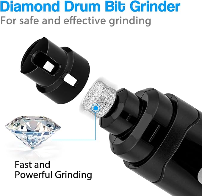 Casfuy Dog Nail Grinder Upgraded - Professional 2-Speed Electric Rechargeable Pet Nail Trimmer Painless Paws Grooming &amp; Smoothing for Small Medium Large Dogs &amp; Cats (Black)