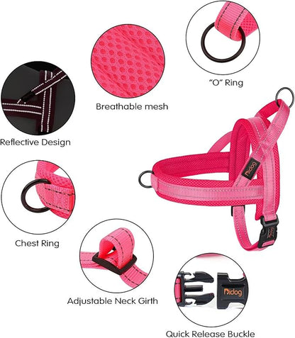 Didog No Pull Dog Harness with Soft Mesh Padded,Reflective &amp; Quick Fit Light Weight Dog Strap Vest Harness,Easy for Walking Training (M:Chest 21-26", Pink)