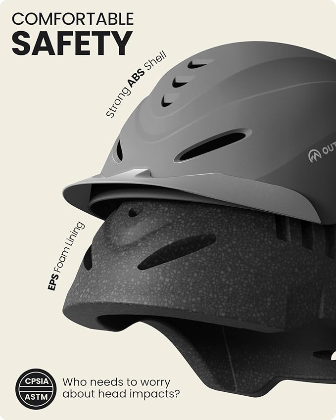 OutdoorMaster Equestrian Helmet, Horse Riding Helmet with Sun Visor and Excellent Ventilation, Adjustable Safe Helmet for Men, Women &amp; Youth
