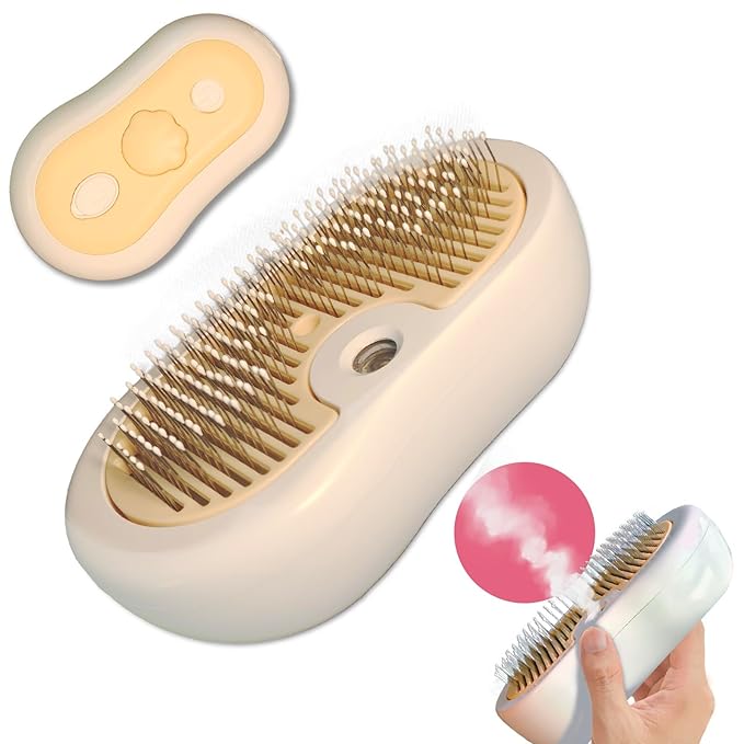 Misty - Moisturizing Pet Comb - Hair Brush with Mist, One-Click Clean, &amp; Stainless Steel Bristles - Anti-Static Deshedding - Smooth Grooming for Cats, Dogs, &amp; Small Pets - No Handle Compact Design