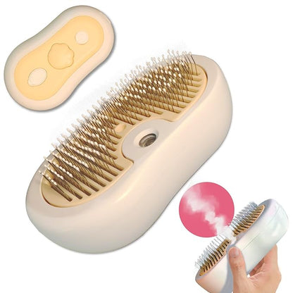 Misty - Moisturizing Pet Comb - Hair Brush with Mist, One-Click Clean, &amp; Stainless Steel Bristles - Anti-Static Deshedding - Smooth Grooming for Cats, Dogs, &amp; Small Pets - No Handle Compact Design