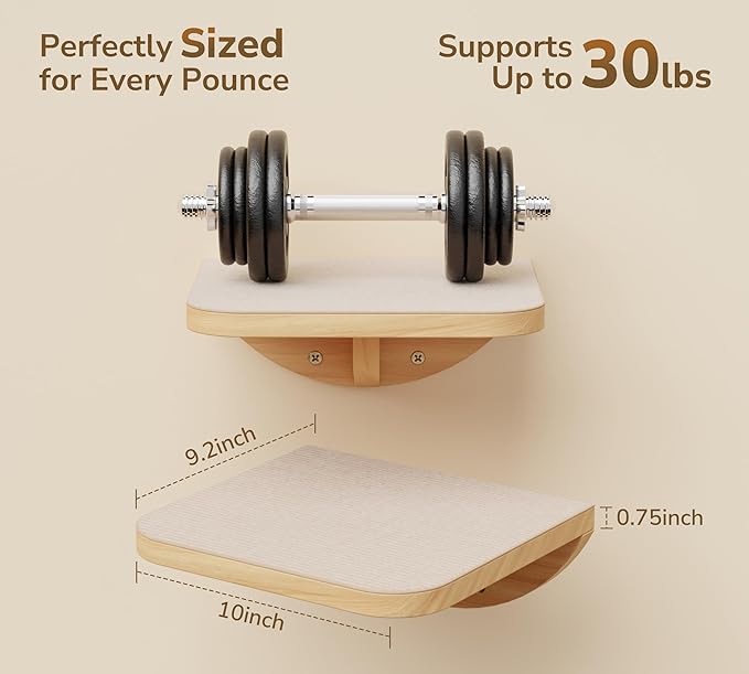 Cat Wall Shelf &amp; Window Perch Combo, Wood Cats Wall Furniture with Soft Foam Curved Bed and Felt-Padded Steps, 4-Piece Floating Cat Climbing System