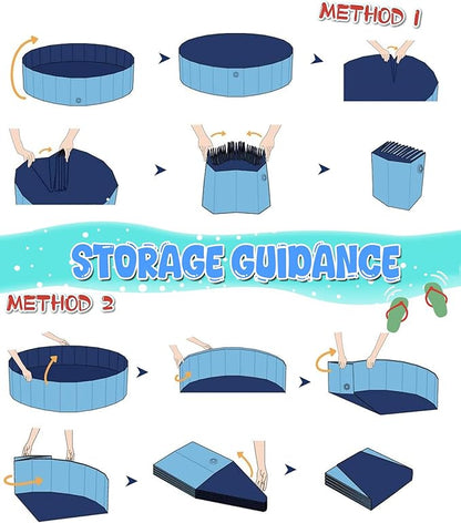 Large Foldable Dog Pool 87"x16", Hyperzoo Oversize Foldable Dog Swimming Pool, Hard Plastic PVC Leakproof Doggie Wading Collapsible Pet Bathing Tub for Puppy Small Medium Large Dogs and Kids, Blue