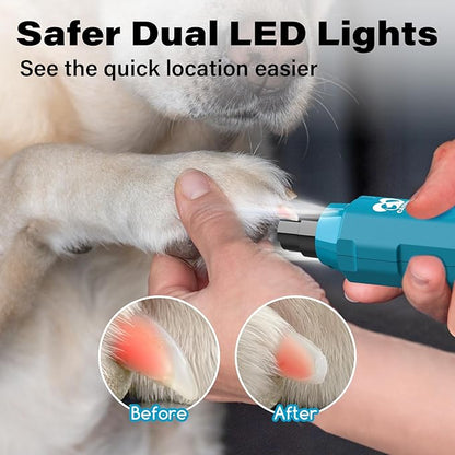 Casfuy 6-Speed Dog Nail Grinder - Newest Enhanced Pet Nail Grinder Super Quiet Rechargeable Electric Dog Nail Trimmer Painless Paws Grooming &amp; Smoothing Tool for Large Medium Small Dogs (Bright Blue)