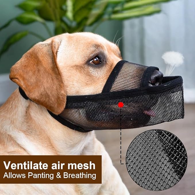 Crazy Felix Nylon Dog Muzzle for Small Medium Large Dogs Dachshund Beagle Poodle Labrador, Air Mesh Breathable and Drinkable Pet Mouth Guard for Anti-Biting Chewing Scavenging(S, Grey)