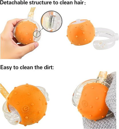 Interactive Cat Toys Ball for Indoor Cats, Automatic Agile Rolling Cat Ball with Elastic Mesh Tail, Bird Chirping &amp; Motion Activated, 2 Tail Accessories, Kitten Toy for Bored (Orange)