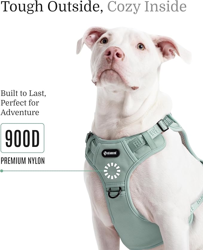 2025 New Edition, Fei &amp; Eve MagEase Dog Harness - 3-Second Magnetic Buckles | 3-Point No-Pull Control | Heavy-Duty 900D Nylon | Dual Safety Handles | Breathable Mesh | Adjustable Fit | X-Large, Green