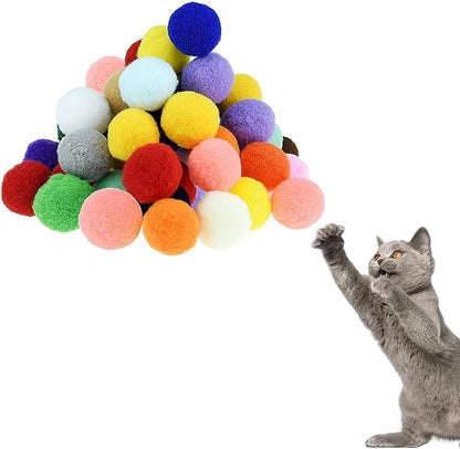 Cat Toy Balls, 20Pcs Premium Soft Pom Pom Balls for Kittens, 1,9&