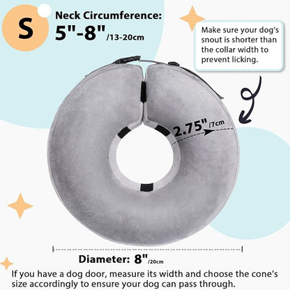 Crazy Felix Dog Donut Pillow Cone Collar Alternative After Surgery Soft Cone to Stop Licking Inflatable Dog Head Collar for Small Medium Dogs Chihuahua Pomeranian