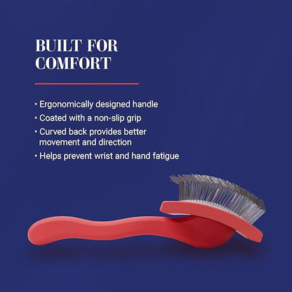 Chris Christensen Big G Dog Slicker Brush for Dogs (Goldendoodles, Labradoodles, Poodles), Groom Like a Professional, Fluff Detangle Style, Saves Time Energy, Coral, Large