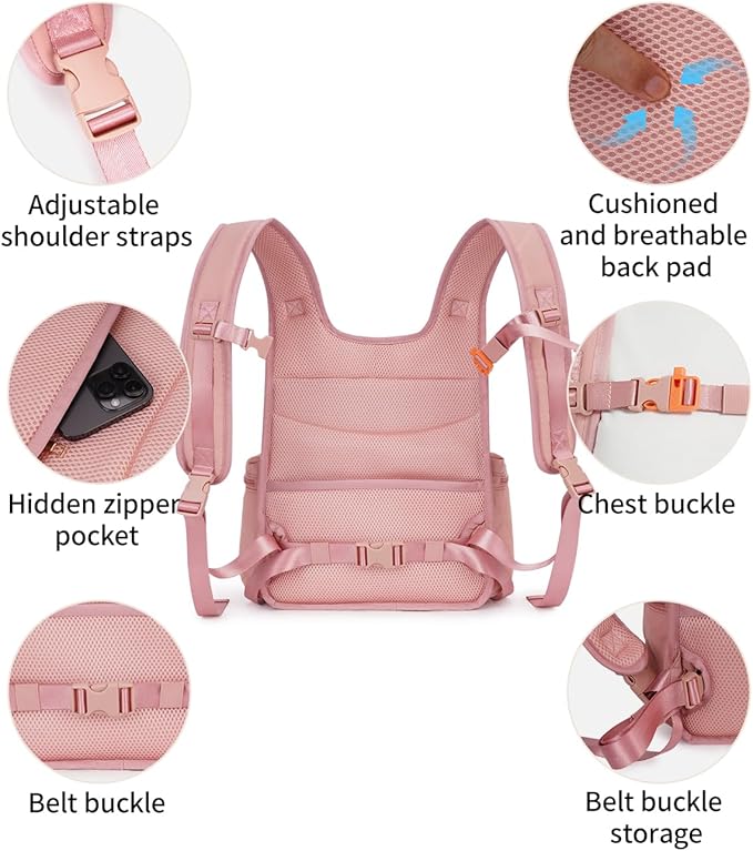 OFY Cat Carrier Puffy Backpack Breathable Small Dog Front Backpack Large Space for Small Dogs, Drawstring &amp; Water-Resisant Pet Bag for Travel Hiking, Lotus Pink Patent Pending