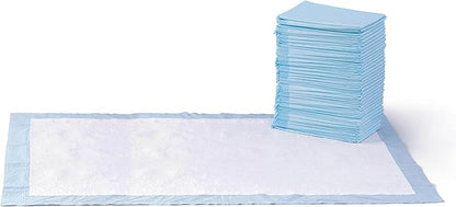Amazon Basics Leakproof Dog and Puppy Pee Pads with 5-Layer Quick-Dry Surface for Potty Training, Standard Absorbency, Giant, 27.5 x 44Inch, Pack of 40, Blue &amp; White