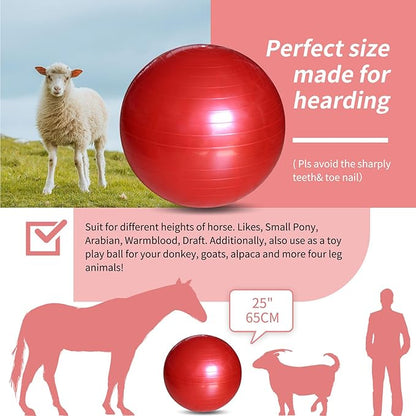 17-Inch Equine Ball for Play &amp; Training - Anti-Burst, Mega Horse Soccer Ball for Goat, Donkey