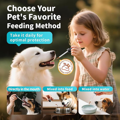Dog Flea and Tick Support, Natural Herbal Flea &amp; Tick Comfort for Dogs, Flea Liquid Drops Supplement for Dogs with Neem, Oregano, Pumpkin Seed Oil - Chicken Flavor, 2 FL.Oz - All Breeds &amp; Sizes