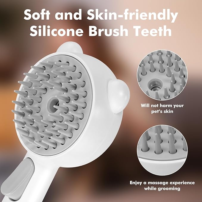 4 in 1 Pet Steam Brush for Cat &amp; Dog, Cat Steam Brush for indoor Cats, Self Cleaning Shedding &amp; Grooming Tool with Waterless Shampoo, Pet Spray Hair Removal Comb with Release Button &amp; Water Tank
