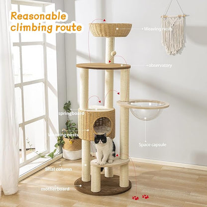 2025 Modern Cat Tree Tower for Large Cats, Advanced Space Module Cat&
