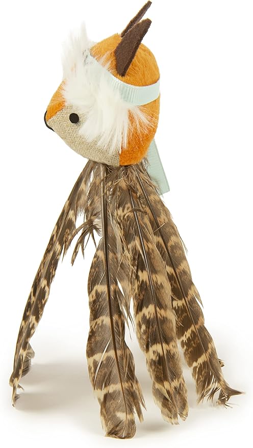 SmartyKat Toss-A-Fox Feather Toss &amp; Chase Cat Toy, Randomly Selected Color - Brown OR White, One Size