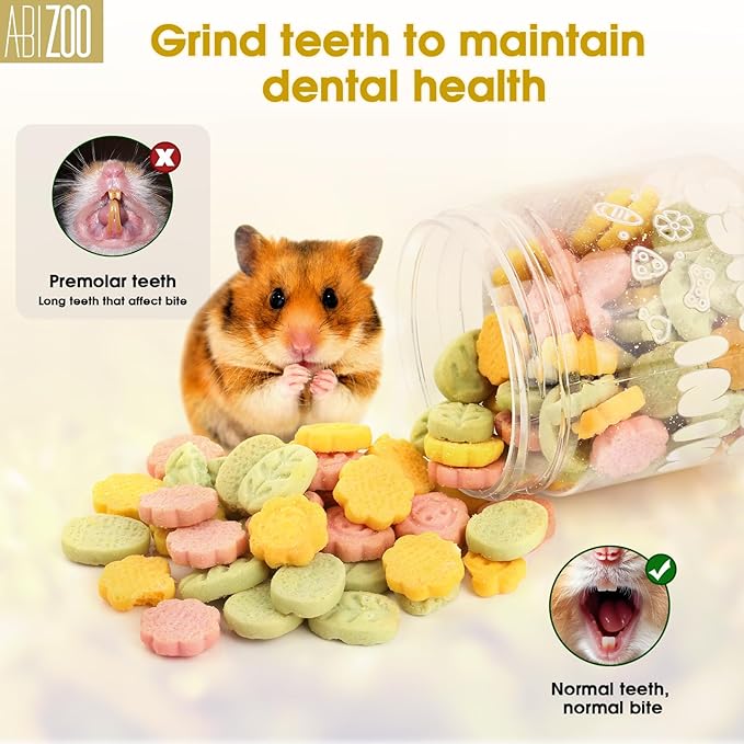 Abizoo 3 Vegetable Chews Treats: Grain Free Natural Snacks with Beet, Carrot, Spinach for Hamsters, Rabbits, Guinea Pigs &amp; Gerbils Crunchy for Digestive Support &amp; Dental Health 1.76oz/50g