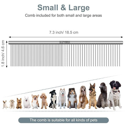 YIRU Dog Cat Grooming Combs,Large Steel Comb for Knots,Mats &amp; Loose Hair Removal,Professional Grooming Comb for Dogs Cats