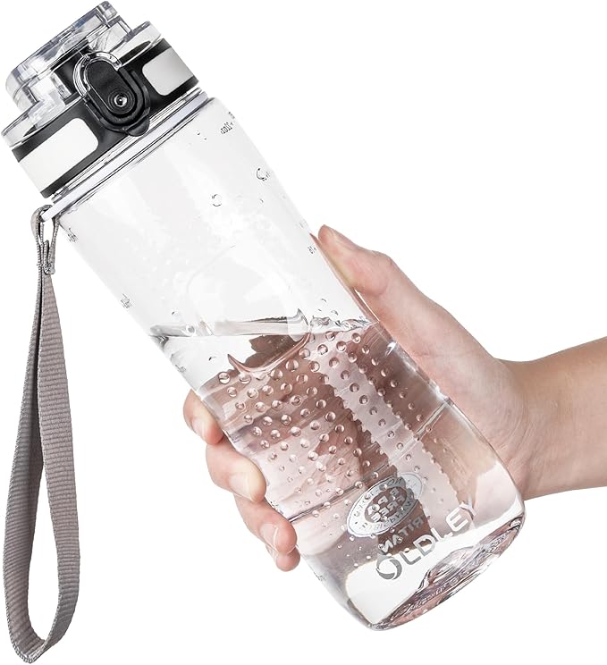 OLDLEY 25 oz Water Bottle, Motivational Water Bottle with Time Marker, Sports Water Bottle With Strap, Leakproof &amp; BPA Free Large Water Bottles for School, Gym, Travel, Outdoor, Tritan,Transparent