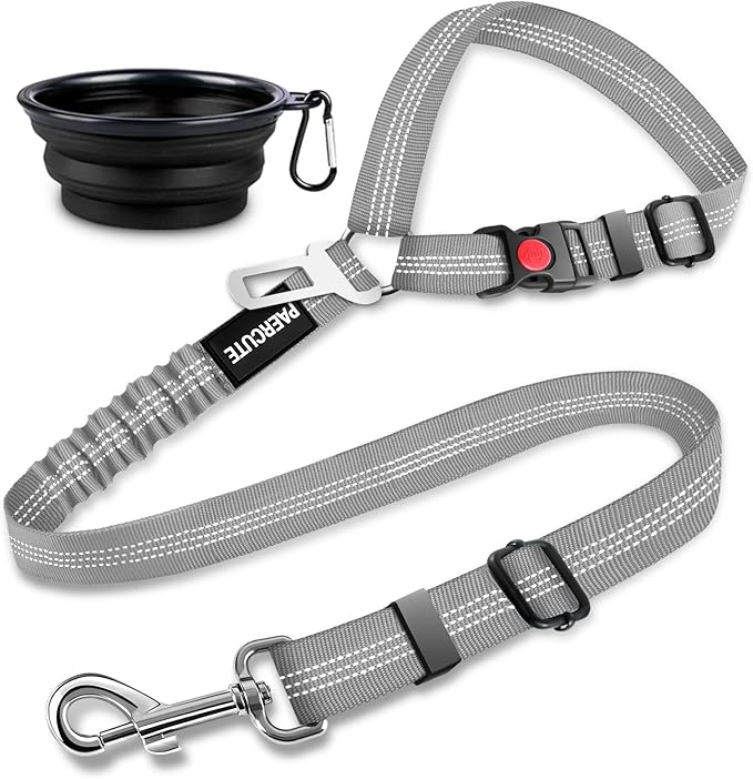 2 Piece Set Retractable Dog Car Seatbelts - Adjustable Pet Seat Belt for Vehicle Headrest Restraint - Heavy Duty &amp; Elastic &amp; Durable Car Harness