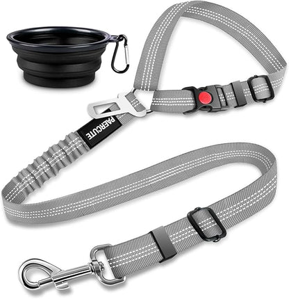 2 Piece Set Retractable Dog Car Seatbelts - Adjustable Pet Seat Belt for Vehicle Headrest Restraint - Heavy Duty &amp; Elastic &amp; Durable Car Harness
