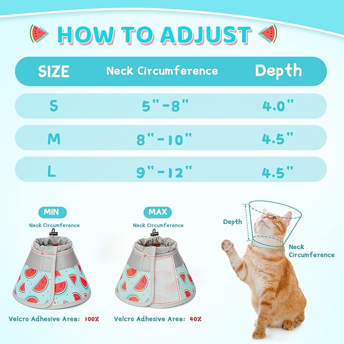 Cat Cone Collar Soft to Stop Licking, Adjustable, Foldable Lightweight Kitten Cones After Surgery Recovery for Cats &amp; Kittens, Cat Cone Alternative (Blue, L)