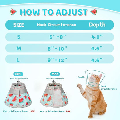 Cat Cone Collar Soft to Stop Licking, Adjustable, Foldable Lightweight Kitten Cones After Surgery Recovery for Cats &amp; Kittens, Cat Cone Alternative (Blue, L)