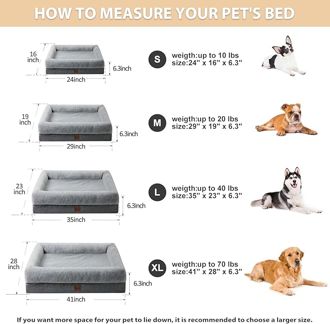 BFPETHOME Dog Beds for Small Dogs, Washable Dog Bed with Sides, Orthopedic Medium Sized Soft Mats with Removable Cover &amp; Waterproof Pet Mat for Pet