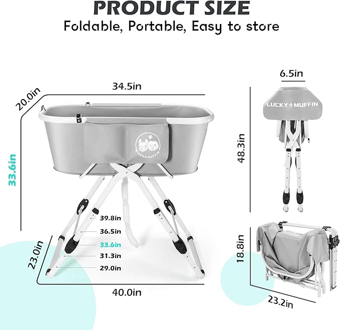 Premium Elevated &amp; Foldable Dog Bathtub – 5 Adjustable Heights for Back-Friendly Grooming. Portable Indoor/Outdoor Pet Washing Station, Supports Small &amp; Medium Dogs up to 140 lbs
