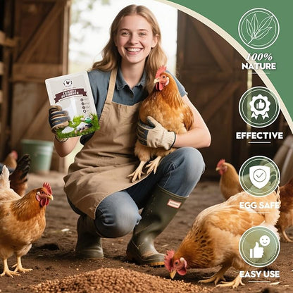 Chicken Dewormer Powder, All-Natural Health Formula, 1LB Pouch,Safe for Eggs, Effective for All Ages &amp; Sizes, Chicken Wormer, Poultry Medicine Supplies (1, Pounds)