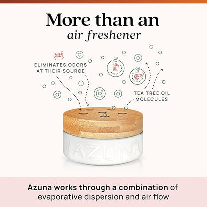 Azuna Air Freshener &amp; Odor Eliminator for Strong Odor | 2 Room Kit Includes (2) Empty Luxe Glass Jar &amp; 12oz Gel Refill with Tea Tree Essential Oil | Sandalwood Scent | Last 60-90 Days