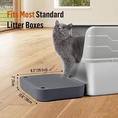 Cat Litter Box Ramp Mat with Filter Function, Cat Step Pedal Stool for Self-Cleaning Litter Box, Easy to Clean, Ideal for Kitten &amp; Elderly Cats (Dark Grey)