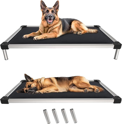 FXW TitanNest Chew-Proof Elevated Dog Bed, Raised Cot for Indoor/Outdoor/Camping Use, Durable &amp; Washable Padded Pet Bed for Large Dogs, 47.0" L x 29.0" W x 7.3" H, Black